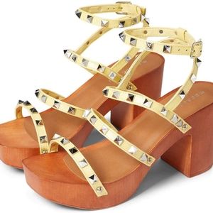 NEW Madden Girl Yellow Studded 'Canonn' Heeled Strappy Sandals